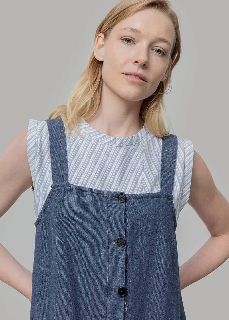 Abito Salopette Donna Jeans Deadstock Bruna - Rifò Lab Moda circolare made in Italy
