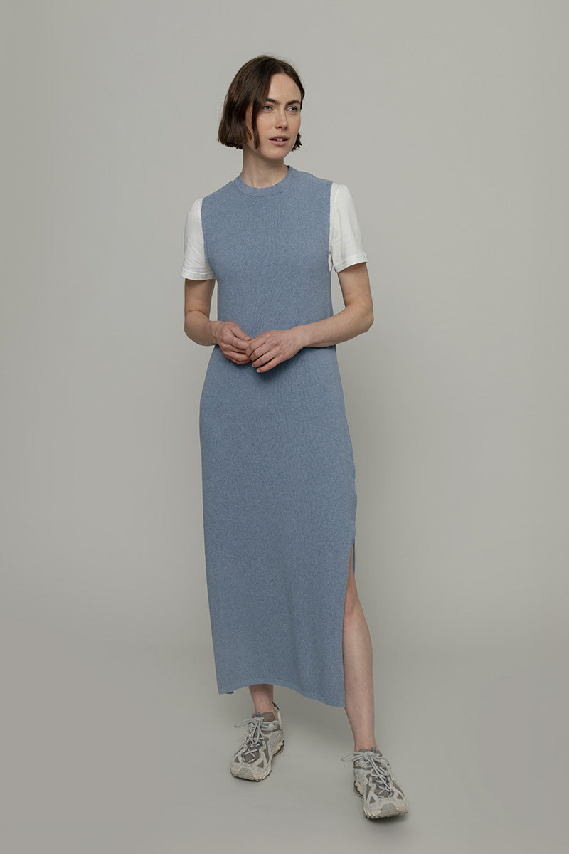 Vestito Donna Cotone Rigenerato Camilla Blu Azzurro - Rifò Lab Moda circolare made in Italy
