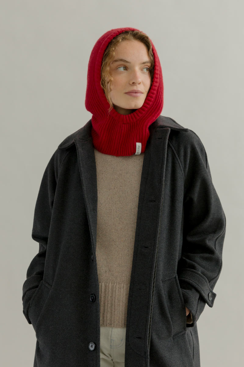 Balaclava Cashmere Donna Uomo Riciclato Rosso Marika - Rifò Lab Moda circolare made in Italy