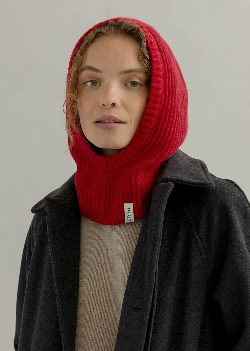 Balaclava Cashmere Donna Uomo Riciclato Rosso Marika - Rifò Lab Moda circolare made in Italy