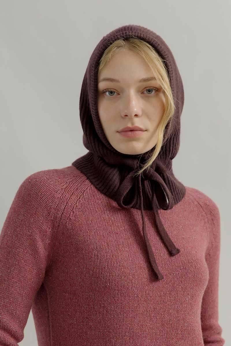 Balaclava Donna Cashmere con Lacci Magda - Rifò Lab Moda circolare made in Italy