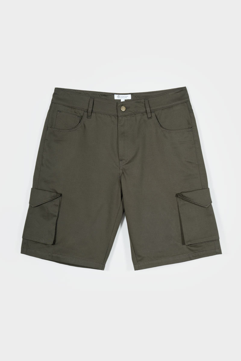Pantaloni Bermuda Uomo Cargo Cotone Blu Verde Militare - Rifò Lab Moda circolare made in Italy