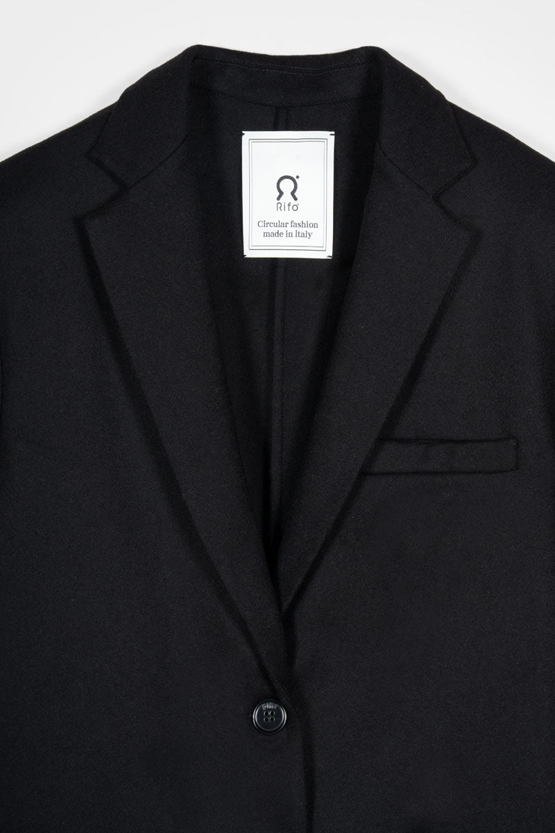 Blazer Donna Nero Giacca Lana Monopetto Brenda - Rifò Lab Moda circolare made in Italy