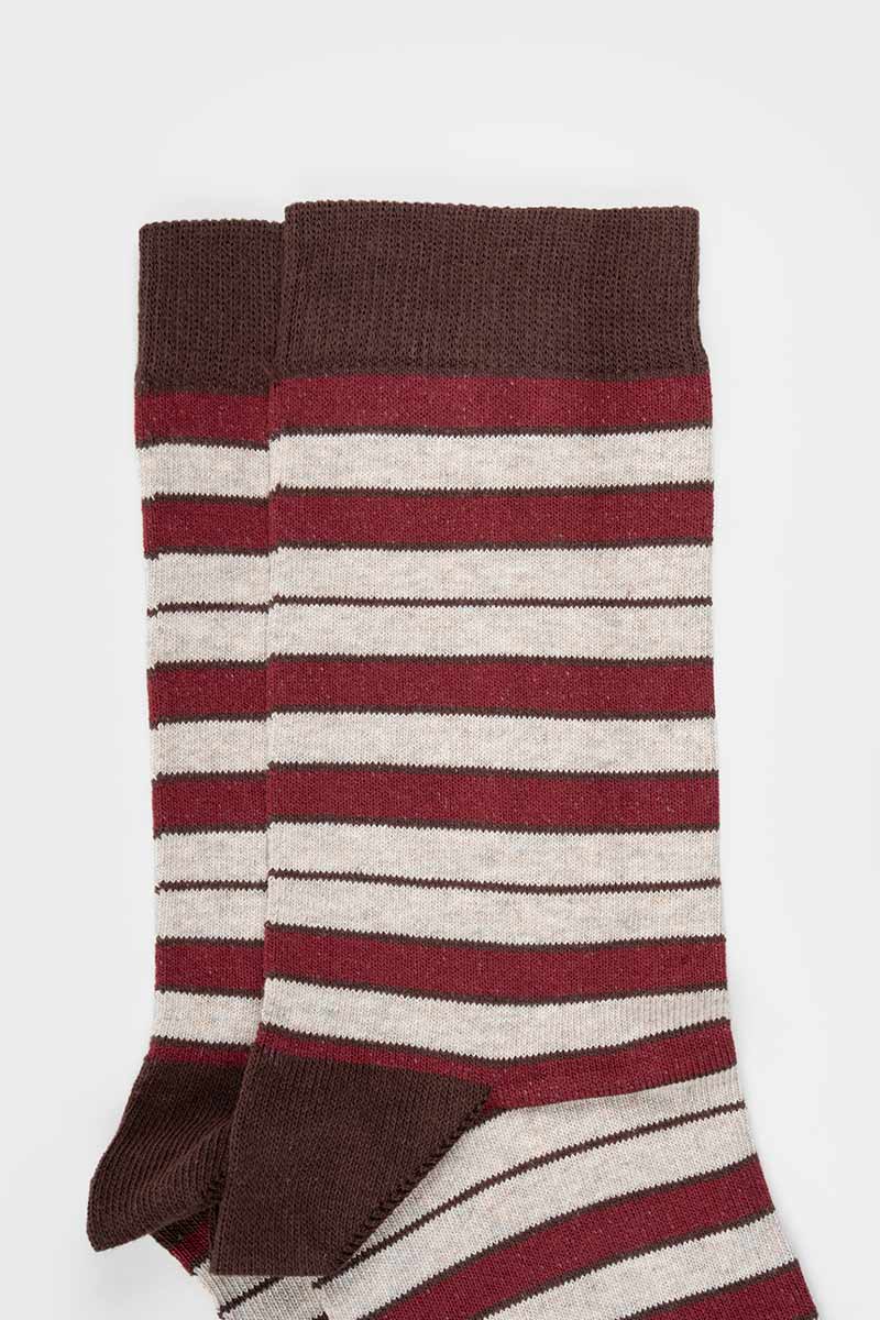 Calzini Cotone Donna e Uomo Righe Beige Nello - Rifò Lab Moda circolare made in Italy