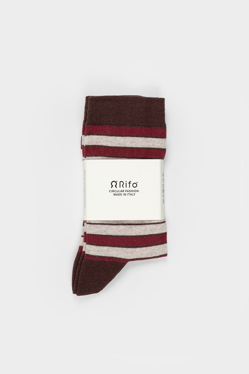 Calzini Cotone Donna e Uomo Righe Beige Nello - Rifò Lab Moda circolare made in Italy
