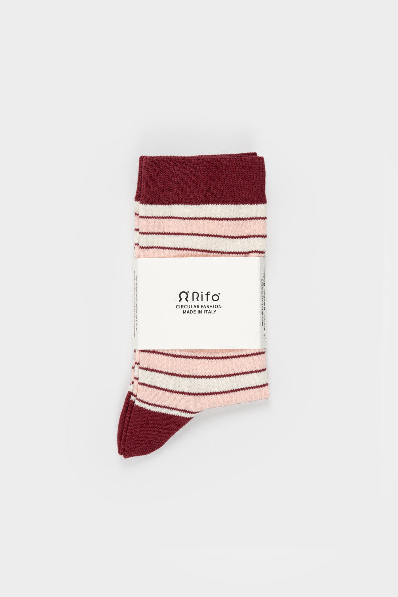 Calzini Cotone Donna e Uomo Righe Beige Nello - Rifò Lab Moda circolare made in Italy