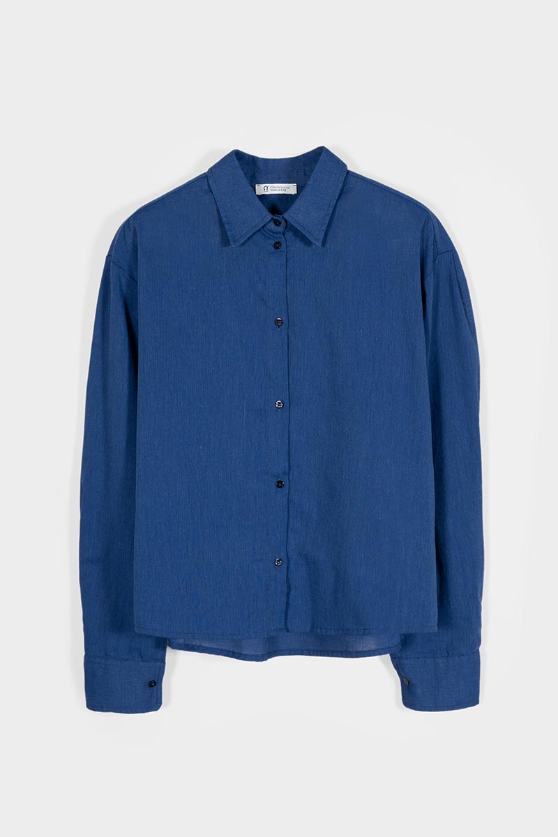 Camicia Donna Cotone Blu Dead stock Florence - Rifò Lab Moda circolare made in Italy