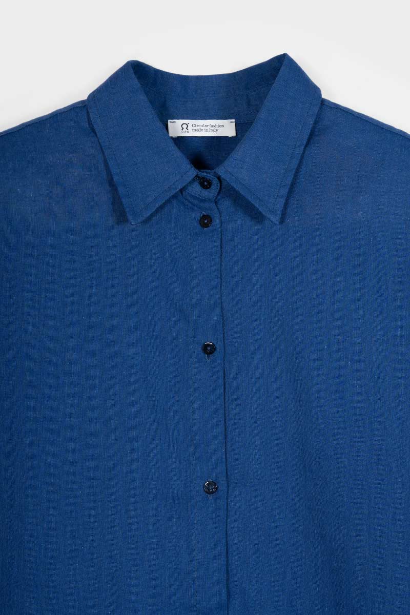 Camicia Donna Cotone Blu Dead stock Florence - Rifò Lab Moda circolare made in Italy