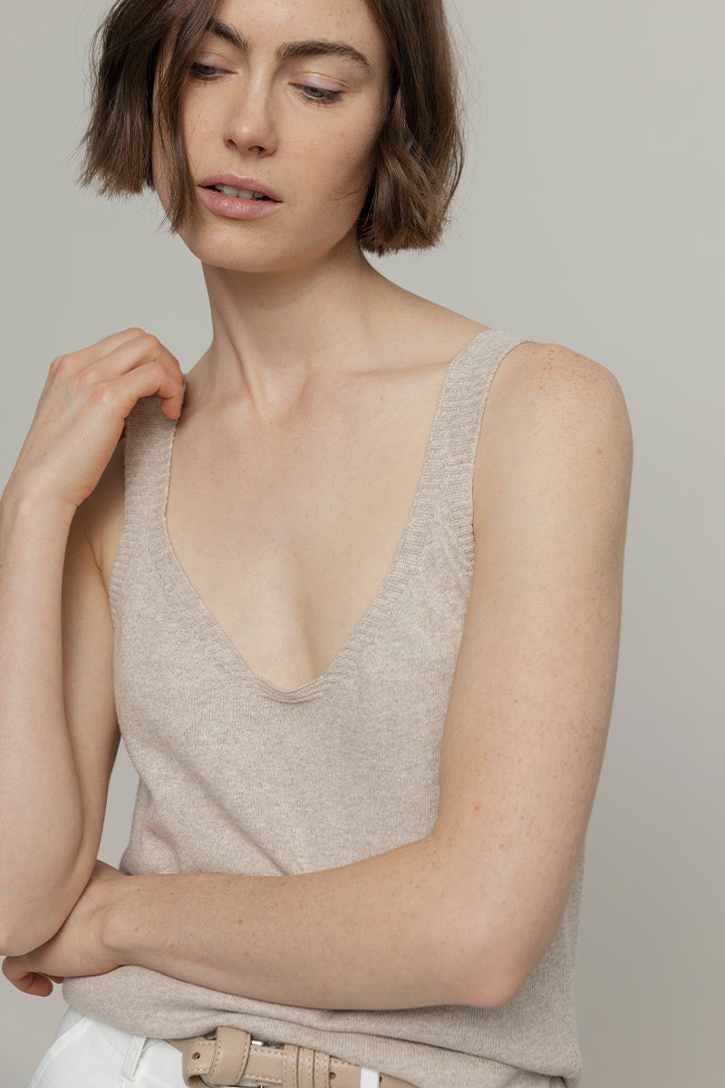 Canotta Donna Cotone Rigenerato Maila Beige