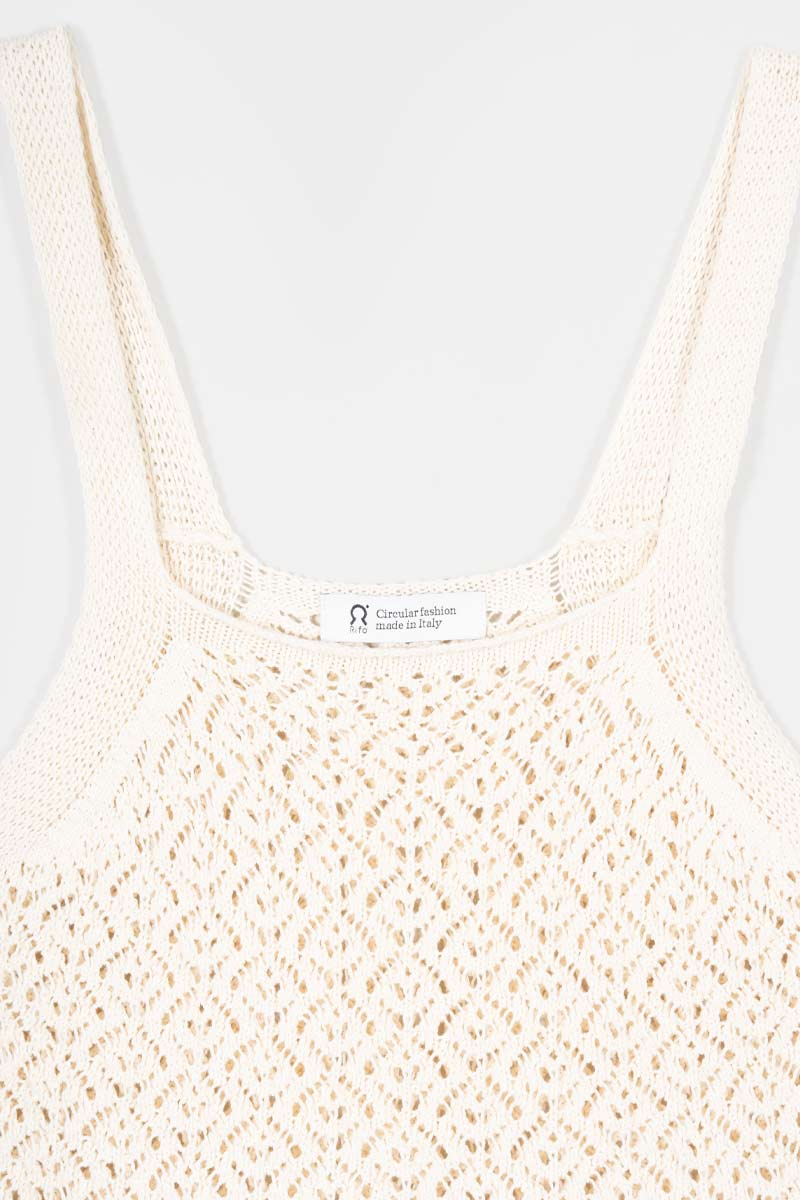Tank Top Crochet Cotone Riciclato Donna Marilù - Rifò Lab Moda circolare made in Italy