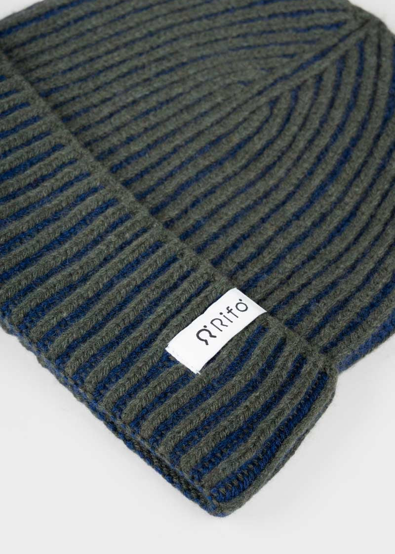 Beanie Cappello Uomo e Donna Cashmere Verde Blu Marrone Teo - Rifò Lab Moda circolare made in Italy