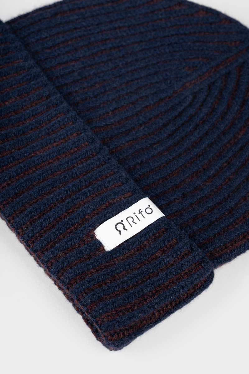 Beanie Cappello Uomo e Donna Cashmere Blu Teo - Rifò Lab Moda circolare made in Italy
