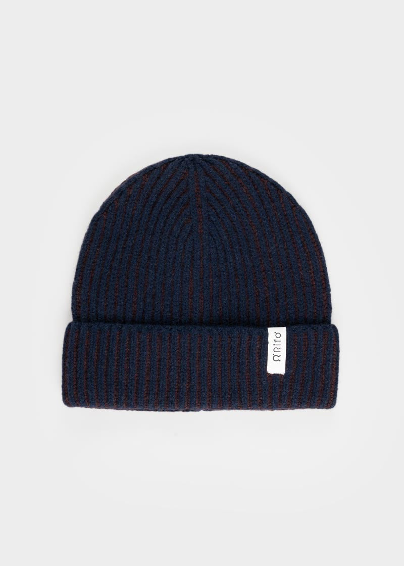 Beanie Cappello Uomo e Donna Cashmere Blu Teo - Rifò Lab Moda circolare made in Italy