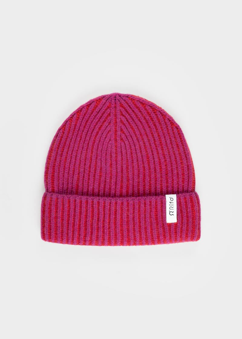 Beanie Cappello Uomo e Donna Cashmere Fucsia Teo - Rifò Lab Moda circolare made in Italy