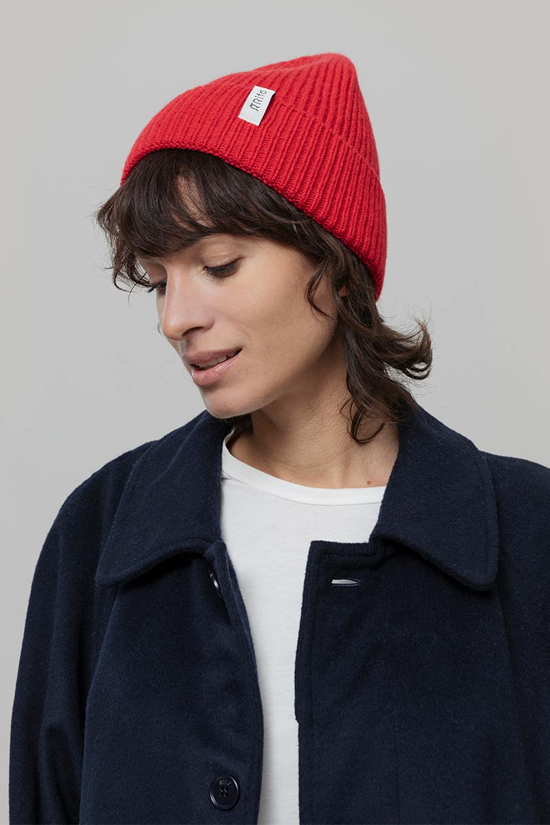 Cappello Uomo e Donna Cashmere Rosso Marcello - Rifò Lab Moda circolare made in Italy