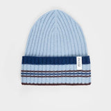 Cappello Cashmere Beanie Invernale a Righe Azzurro Mira - Rifò Lab Moda circolare made in Italy