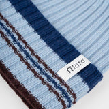 Cappello Cashmere Beanie Invernale a Righe Azzurro Mira - Rifò Lab Moda circolare made in Italy