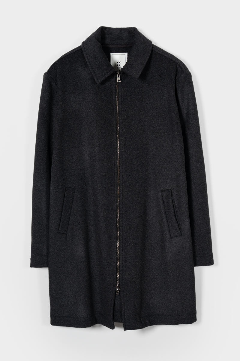 Cappotto Lungo Uomo Grigio Scuro Lana Rigenerata Erik - Rifò Lab Moda circolare made in Italy 