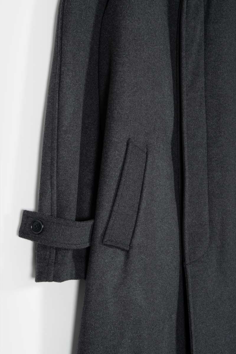 Cappotto Lungo Donna Lana Rigenerata Helga Grigio Scuro - Rifò Lab Moda circolare made in Italy 
