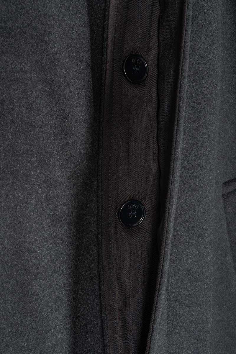 Cappotto Lungo Donna Lana Rigenerata Helga Grigio Scuro - Rifò Lab Moda circolare made in Italy 
