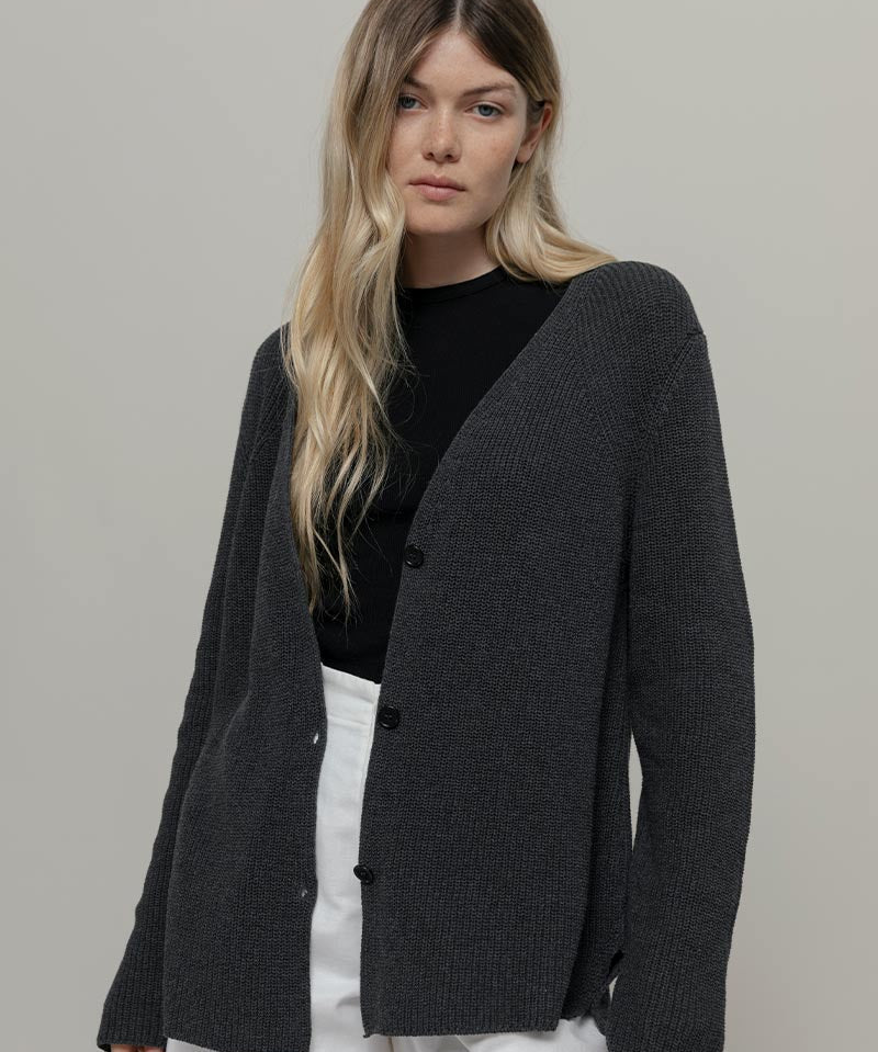 Cardigan Donna Cotone Rigenerato Aspasia Grigio Nero
