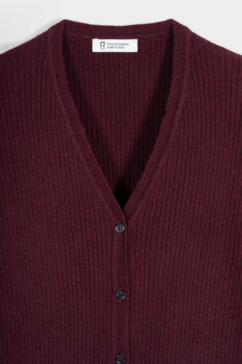 Cardigan con Bottoni Donna Lana Extrafine Sonia  - Rifò Lab Moda circolare made in Italy
Viola Uva