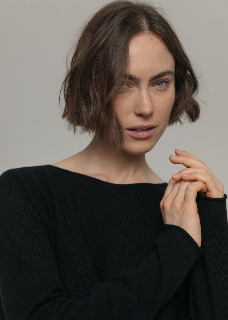 Nero Ardesia | Maglia Donna Cashmere Rigenerato Silvia