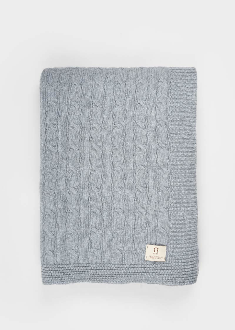 Coperta Lana e Cashmere Rigenerato Grigio Elide - Rifò Lab Moda circolare made in Italy