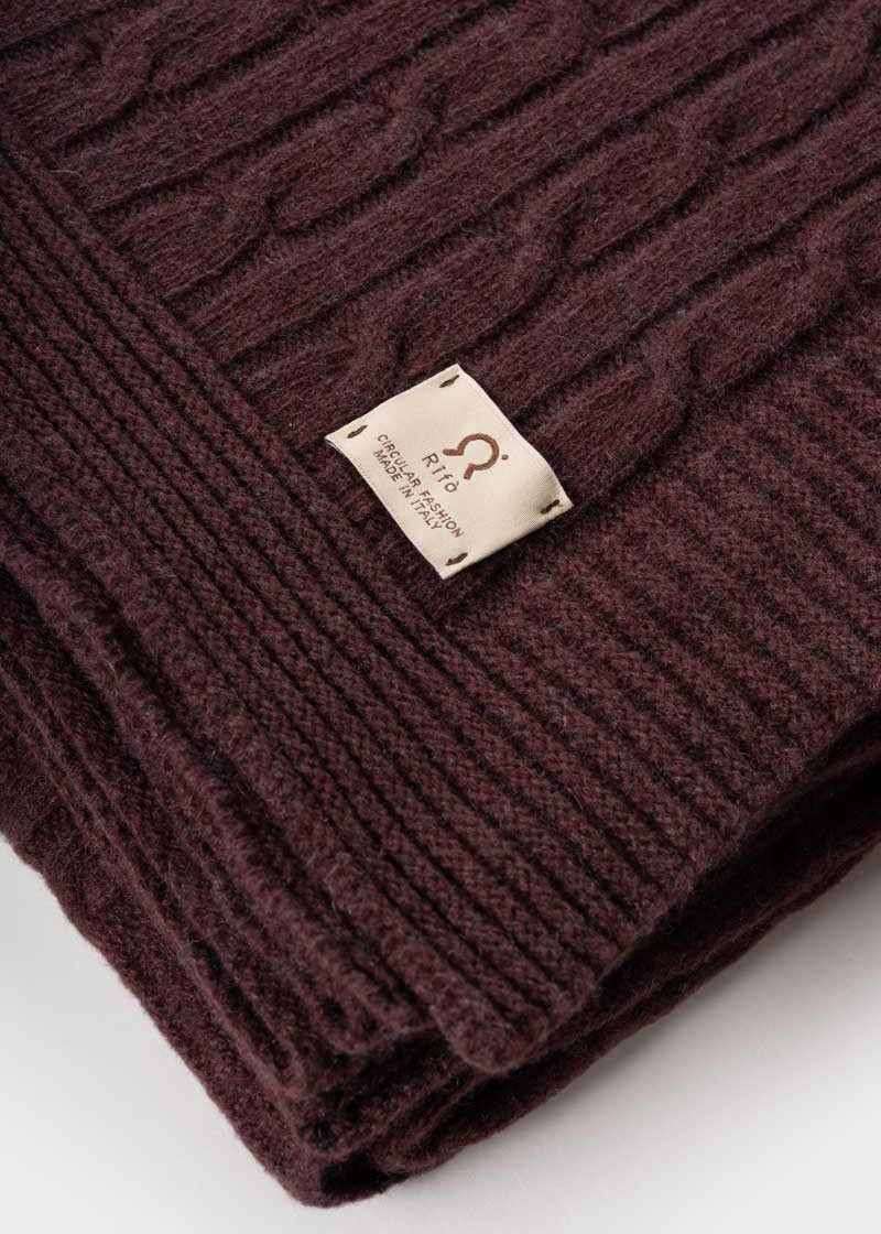 Coperta Lana e Cashmere Rigenerato Marrone Elide - Rifò Lab Moda circolare made in Italy
