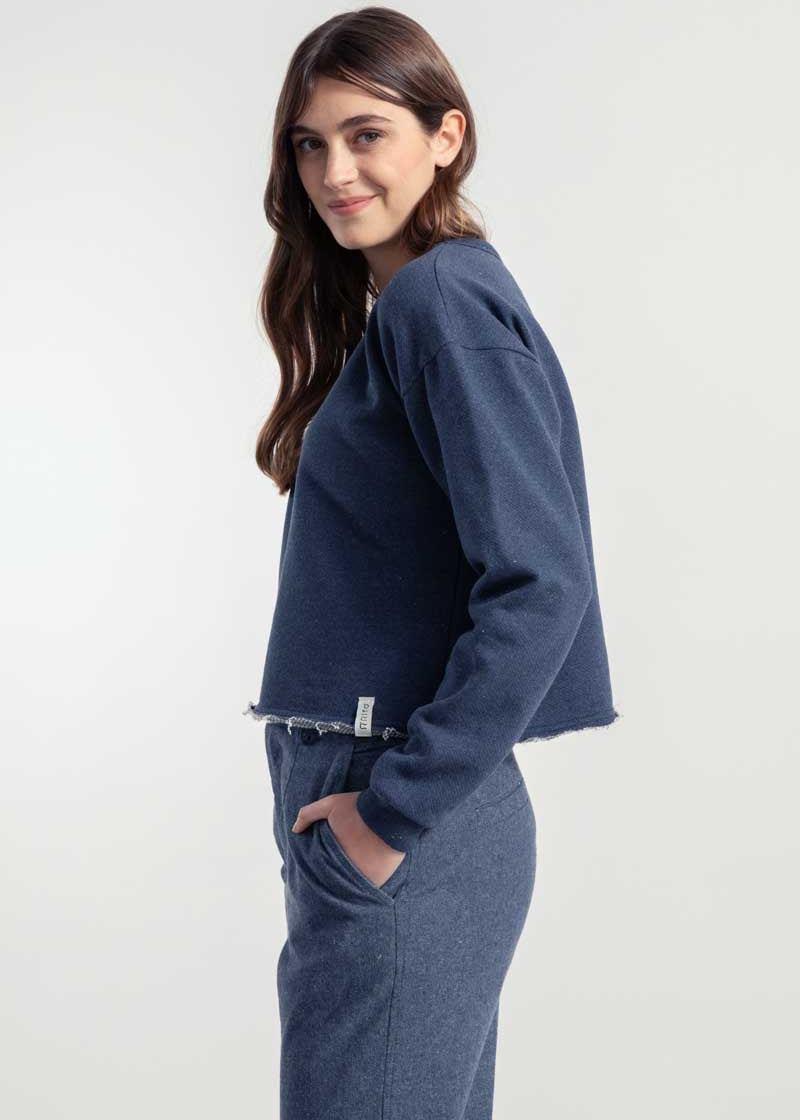 Blu Baltico | Felpa Donna Cotone Jeans Rigenerato Mary