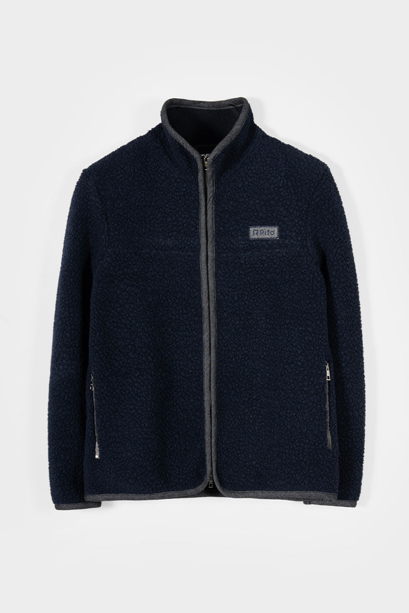 Giacca Pile Uomo Lana Rigenerata Uomo - Rifò Lab Moda circolare made in Italy 
Blu Notte