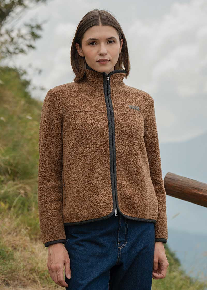 Giacca Pile Donna Teddy Lana Margaret  100% Lana Rigenerata - Rifò Lab Moda circolare made in Italy 
Beige Sughero