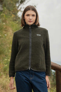 Giacca Pile Donna Teddy Lana Margaret  100% Lana Rigenerata - Rifò Lab Moda circolare made in Italy 
Verde Foresta