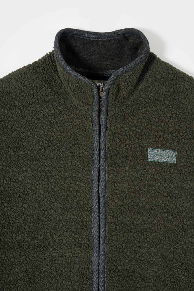 Giacca Pile Uomo Lana Rigenerata Uomo - Rifò Lab Moda circolare made in Italy 
Verde Foresta