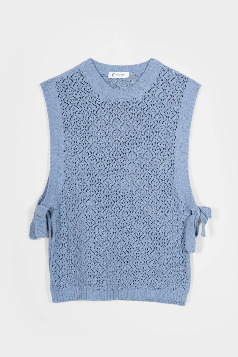 Smanicato Donna Gilet Crochet Cotone Amanda  - Rifò Lab Moda circolare made in Italy