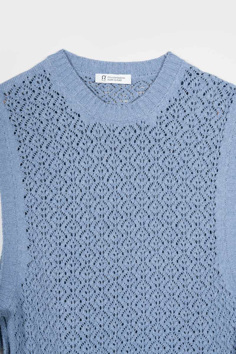 Smanicato Donna Gilet Crochet Cotone Amanda  - Rifò Lab Moda circolare made in Italy