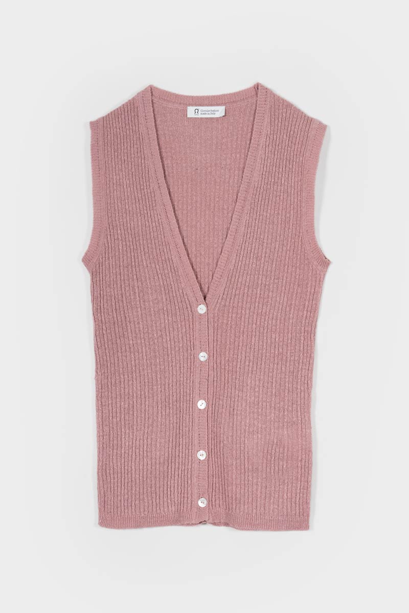 gilet con bottoni donna Lilia - gilet elegante donna seta rigenerata - Rifò Lab Moda circolare made in Italy