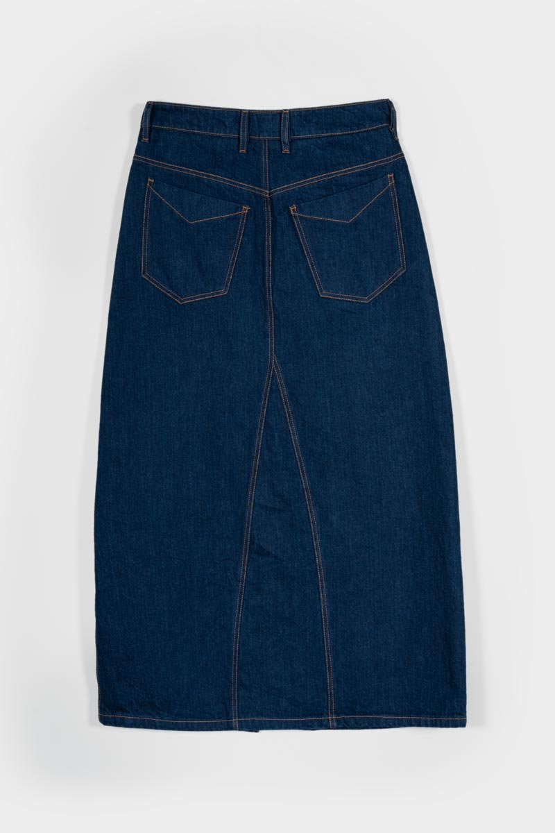 Gonna Jeans Lunga Donna Denim Riciclato Blu Egle - Rifò