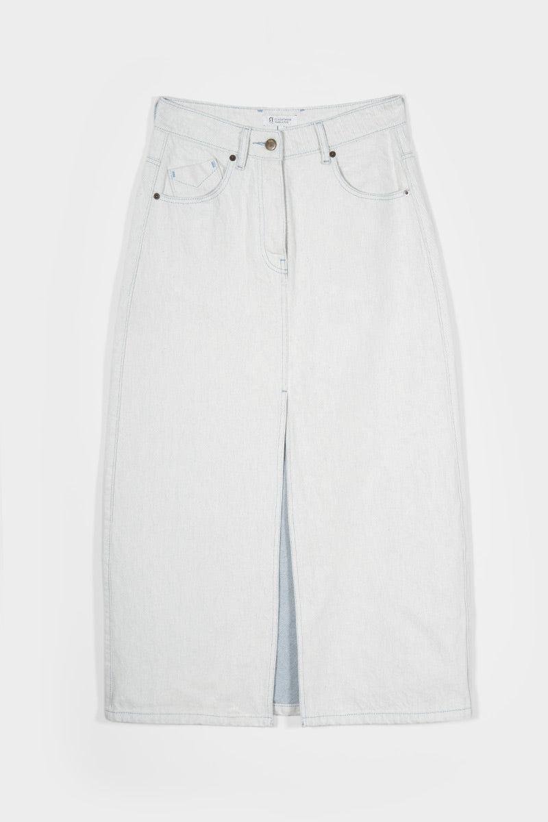 Gonna Jeans Lunga Donna Denim Riciclato Chiara Ecrù Egle - Rifò Lab Moda circolare made in Italy