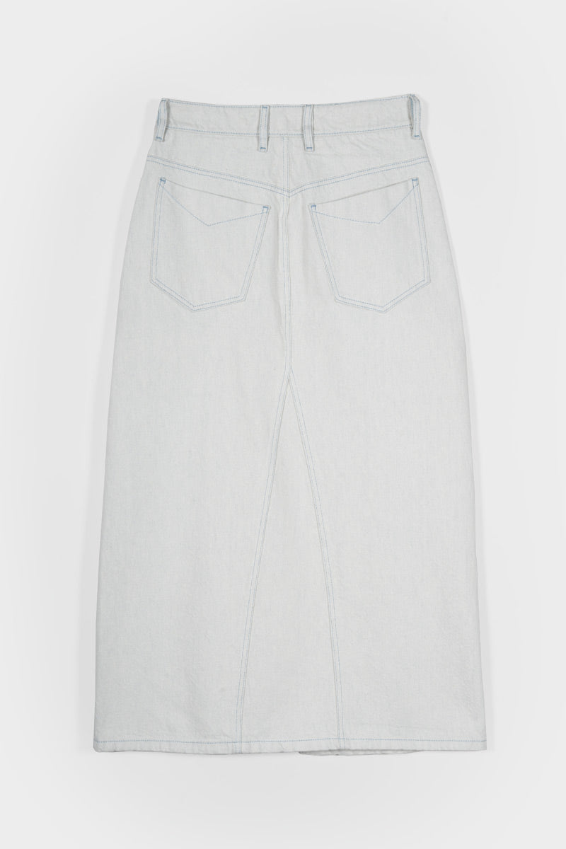 Gonna Jeans Lunga Donna Denim Riciclato Chiara Ecrù Egle - Rifò Lab Moda circolare made in Italy