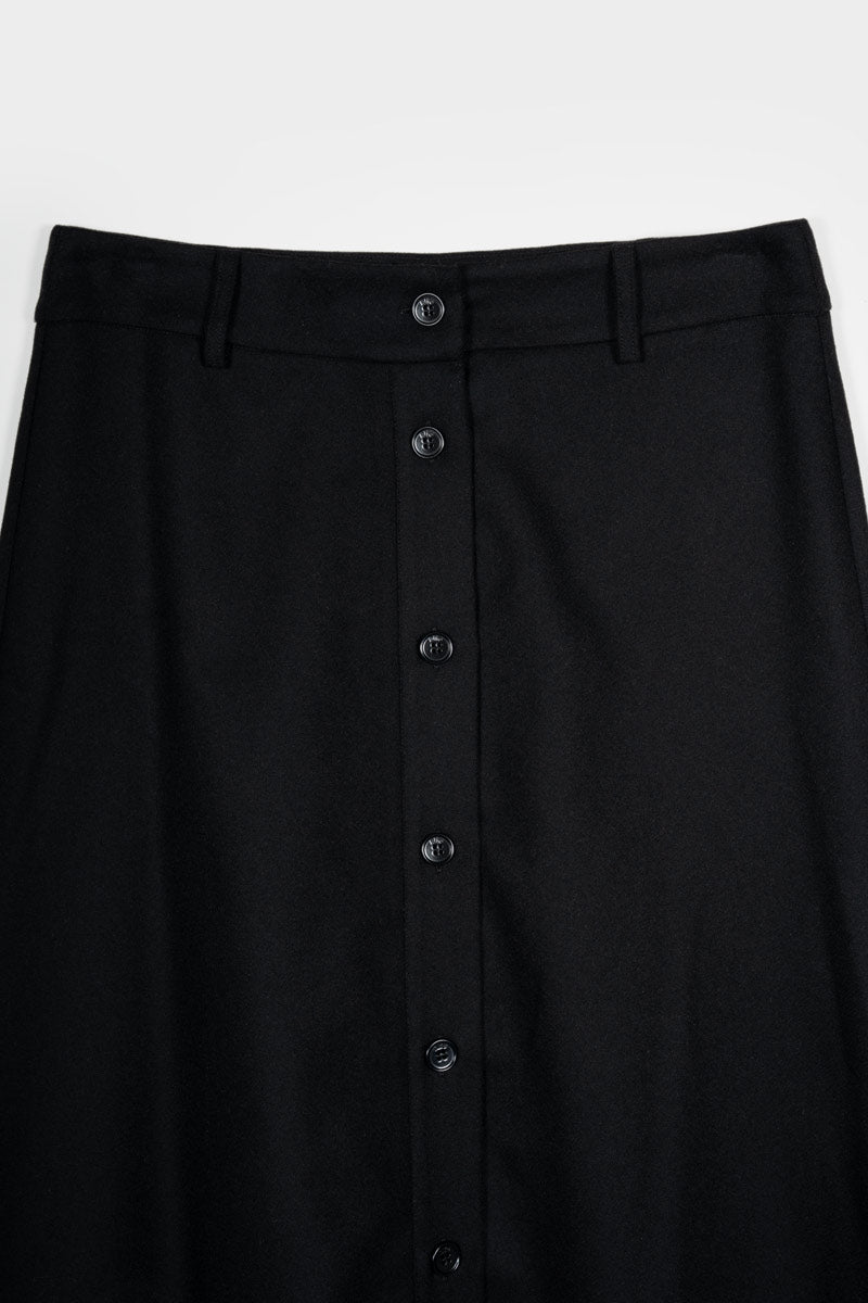 Gonna Midi Donna Elegante Lana Nera Clelia - Rifò Lab Moda circolare made in Italy