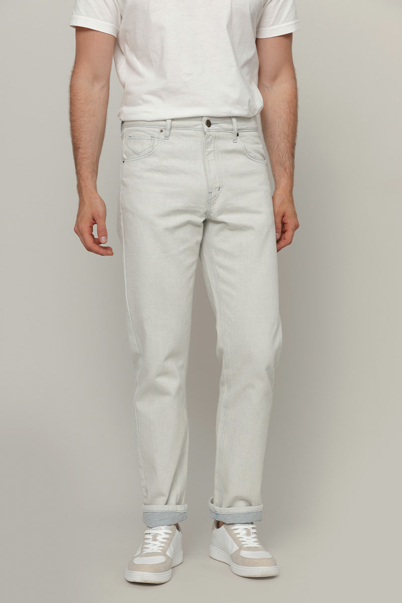 Pantaloni Jeans Uomo Cotone Rigenerato Kai Ecrù