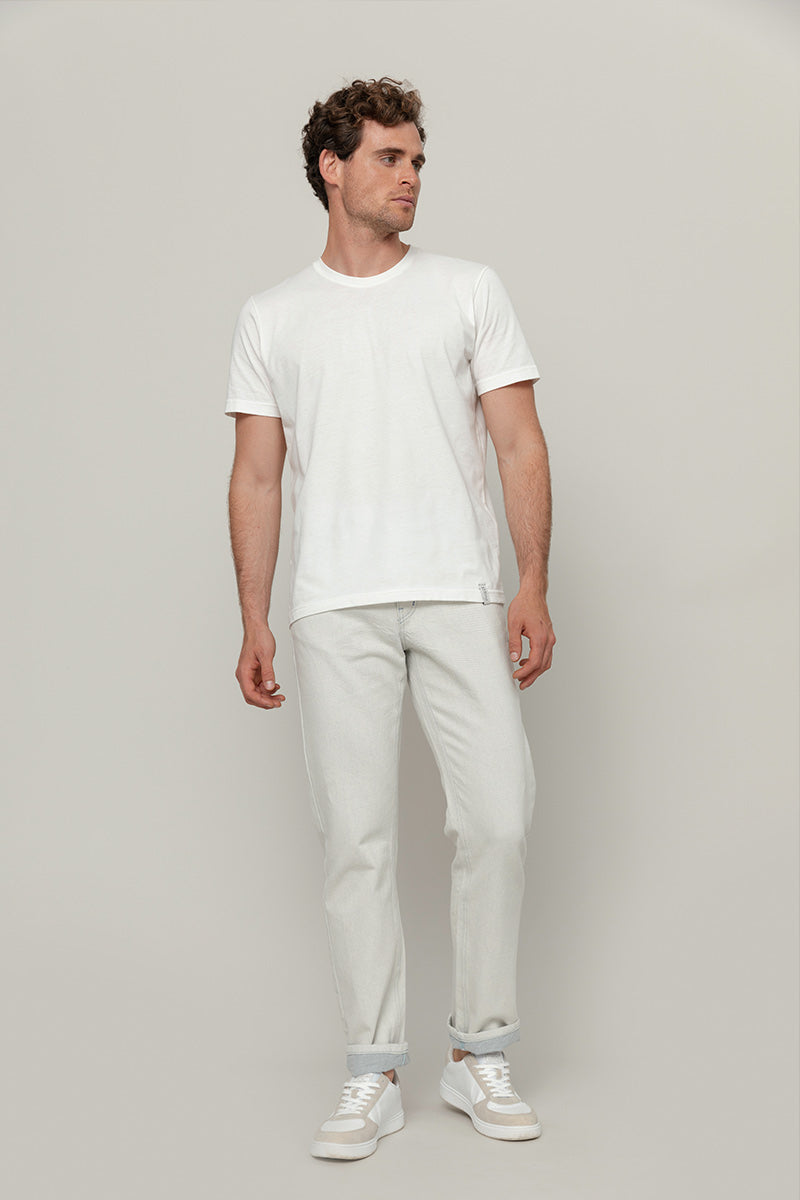 Pantaloni Jeans Uomo Cotone Rigenerato Kai Ecrù