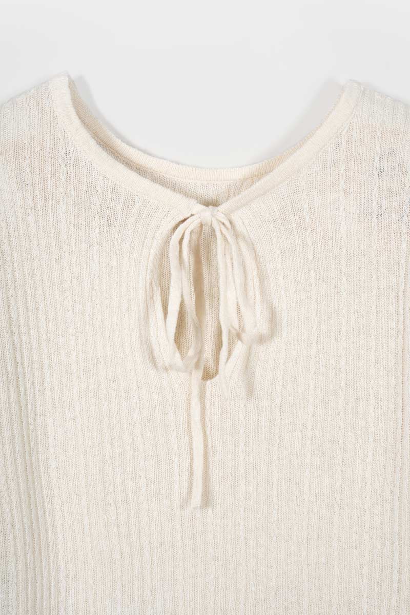 Maglia Seta Donna Nausicaa - Maglia scollo a barca con fiocco donna seta rigenerata - Rifò moda circolare made in Italy