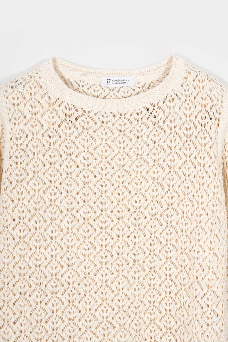 Maglia Traforata Donna Maglia Cotone Crochet Carmen - Rifò Lab Moda circolare made in Italy