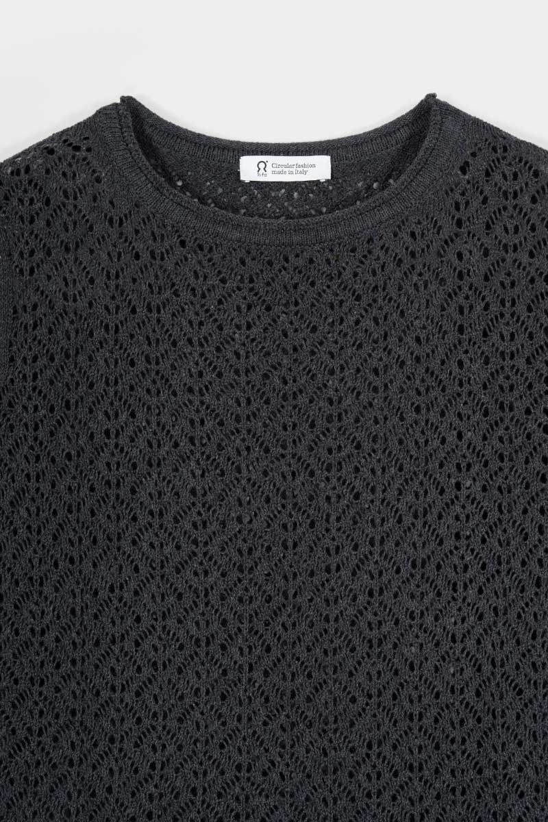 Maglia Traforata Donna Maglia Cotone Crochet Carmen - Rifò Lab Moda circolare made in Italy