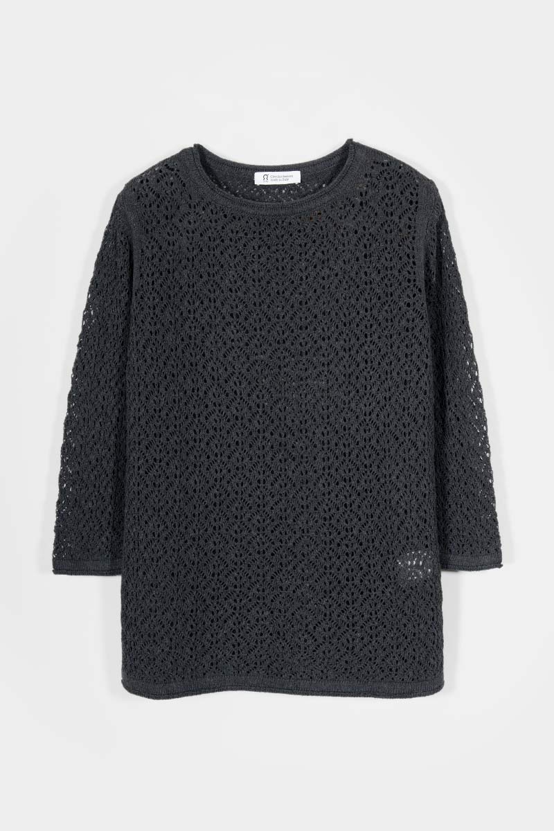 Maglia Traforata Donna Maglia Cotone Crochet Carmen - Rifò Lab Moda circolare made in Italy