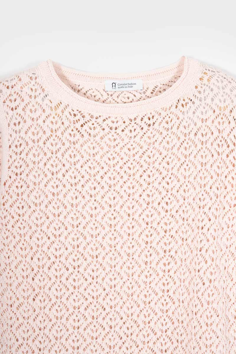 Maglia Traforata Donna Maglia Cotone Crochet Carmen - Rifò Lab Moda circolare made in Italy
