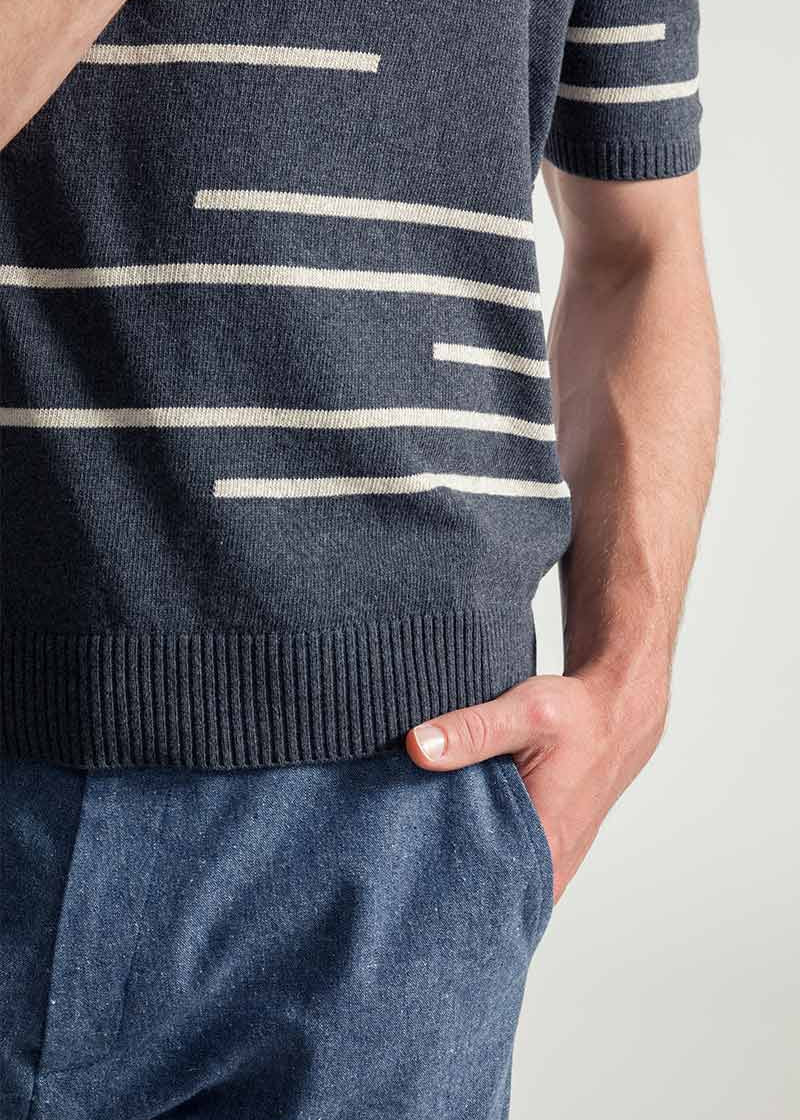 Grigio Antracite | Maglia Righe Uomo Cotone Rigenerato Adone