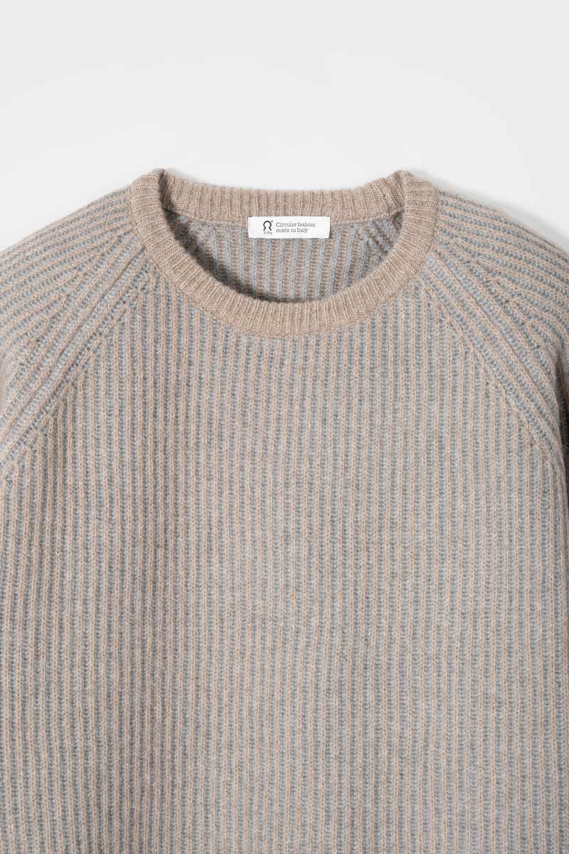 Maglione Cashmere Donna Cropped Emilia  - Rifò Lab Moda circolare made in Italy
Beige-Grigio